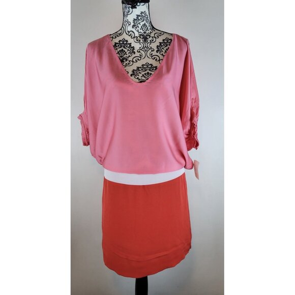 DIANE Von FURSTENBERG DVF Edna SILK Color Pink DOLMAN SLEEVE BELT DRESS Size 10 - Picture 8 of 16